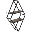 Wallhanger Black Rhombus 38x12x62 cm zwart industrieel wandrek